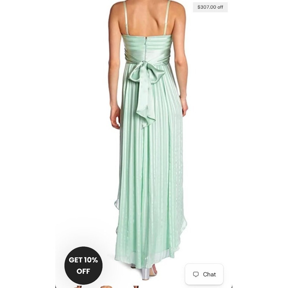 BCBGMaxAzria Mint Green Asymmetrical Pleated High-Low Dress - Picture 2 of 10